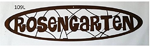 Schild "Rosengarten" in Edelrost 10cm x 60cm