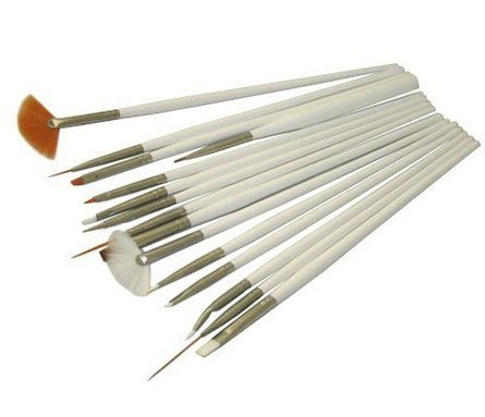 WAWO 15 Pc Nail Art Brush Set (White)