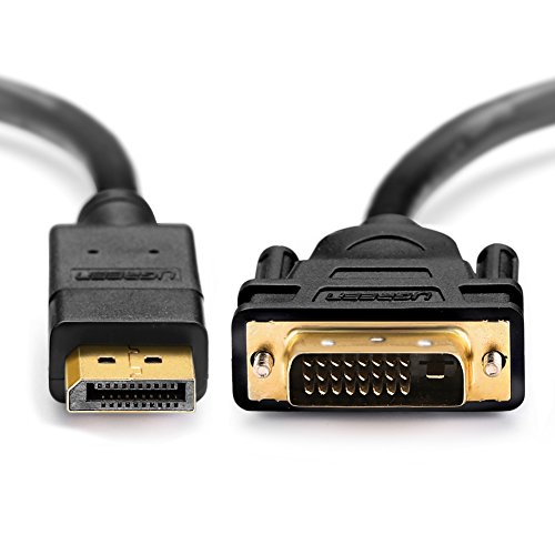 Displayport auf DVI Kabel UGREEN 3m DP Stecker auf DVI 24+1 Full HD 1080P mit 24K vergoldete Kontakte, Steckverriegelungen und Dreifach Schirmung für Grafikkarten,PC,Beamer und Monitor