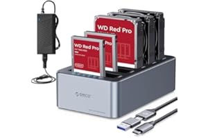 ORICO Clon 6656C3-C - Estación de acoplamiento USB 3.2 Gen 1 para discos duros (5 bahías, 2,5/3,5 pulgadas, SSD/HDD hasta 20 TB, clonación fuera de línea, fuente de 12V)