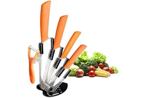CORESLUX Couteau Ceramique Cuisine, Couteaux en céramique Couteaux de Cuisine (6" Couteau Chef, 5" Couteau Utilitaire, 4" Couteau à Fruits, 3" Couteau à éplucher, Éplucheur pour Fruit et Légume)