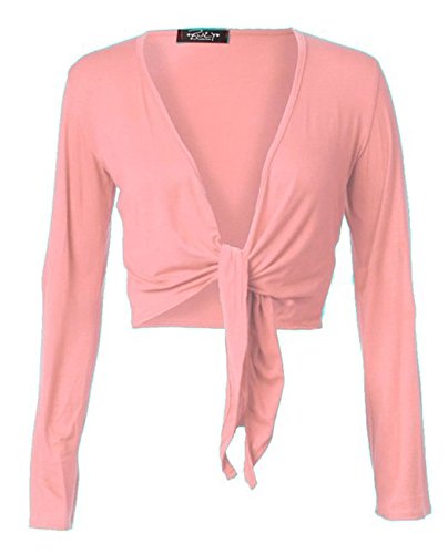 Ladies Long Sleeve Plain Tie Knot Bolero Shrug Front tie up Stratchy Cardigan Top