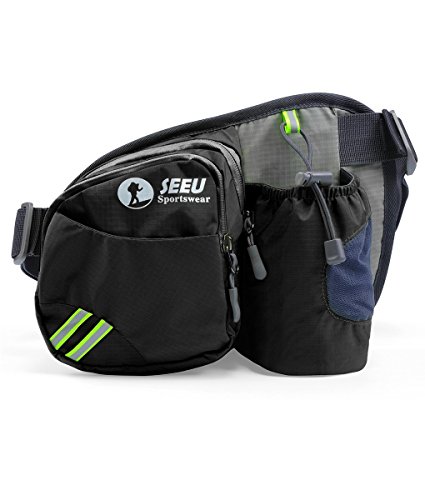 [Sport Hüfttasche] SHOWTIMEZ Hüfttasche Multi-Function Gürteltasche Wasserabweisende Bauchtasche Flache Taille Tasche mit Flaschenhalter zum Sport und Reisen