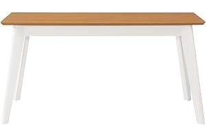 Hallowood Furniture Aston Rubberwood Dining Bench in Light Oak and White Painted Finish, 2 Seater Wooden Bench Seat, Ideal for Dining Room, Kitchen, Hallway, Bedroom, Conservatory, or Porch (90cm)