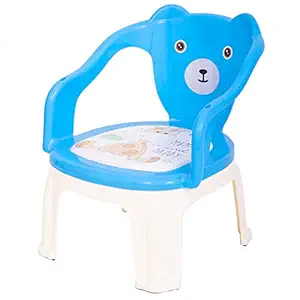 BAYBEE Portable Small Soft Cushion Plastic Chair for Kids Upto 30 Kg (Blue)