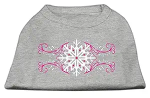 Mirage Pet Products 16-inch Pink Snowflake Swirls Screenprint Shirts for Pets, X-Large, Grey