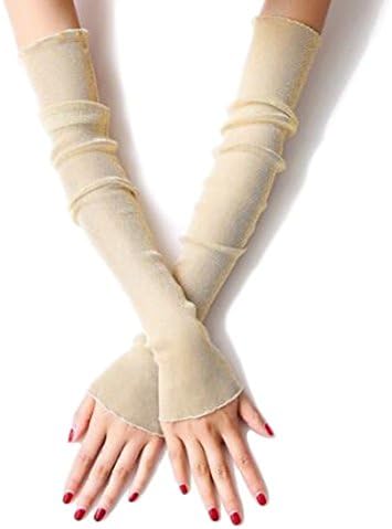 Crasy Shop Sexy Lace Women Arm Sleeves Cooling Cover Sun Block UV Protection Fingerless Glove for Outdoor Running Hiking Cycling Driving Fishing (Beige)