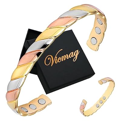 Vicmag Copper Bracelet For Women Magnetic Bracelet 9x Ultra Strength Magnets 99.99% Solid Pure Copper Adjustable Size With Gift Box (tricolour Diamond)