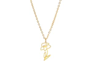 kkjoy Collier de Fleur du Mois de Naissance en Acier Inoxydable Collier avec Pendentif de Fleur pour 12 Mois de Naissance Collier de Meilleur Ami Bijoux pour Femme Fille