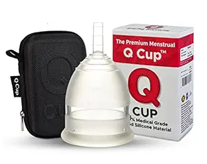 Q Cup Reusable Premium menstrual Q cup for Teen Girl Small Size with case, Extra Ultra Soft, No Toxin/No Rash/No Leakage, US FDA Approved 100% Medical grade Liquid silicon Protection For 9-12 Hours