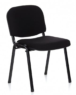 hjh OFFICE 704000 chaise de conférence, chaise visiteur à 4 pieds XT 600 SW noir, siège invité classique sans accoudoirs, dossier moyen capitonné, siège empilable par 4, idéal pour la salle d'attente, salle de conférence