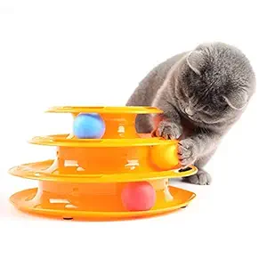 BLACK DOG Ball Toy for Cats Interactive Tower of Tracks Plastic 3 Layers Pet Game Entertainment Turntable with Colorful