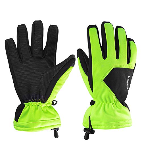 EDJIAN Gants de Ski pour Couples, Isolation Chaude, Coupe-Vent, imperméables pour Ski, Snowboard, déchiquetements. - Vert - s