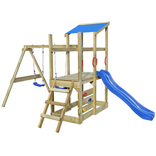 playhouse set with ladder slide and swings