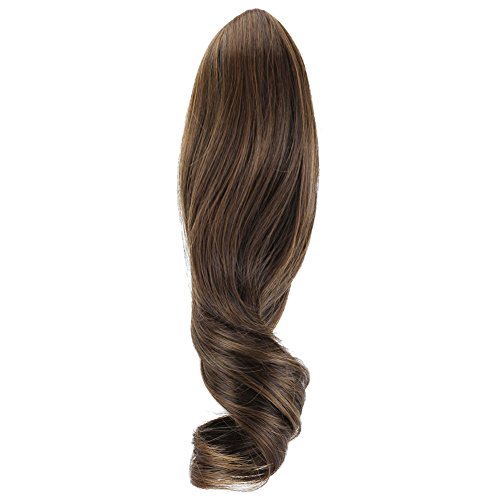 Women Short Wavy Curly Claw Ponytail Clip-on Hair Piece Extensions Light Brown