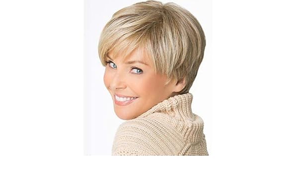 Hjl Moda Old Lady Short Straight Blonde Hair Wigs Synthetic