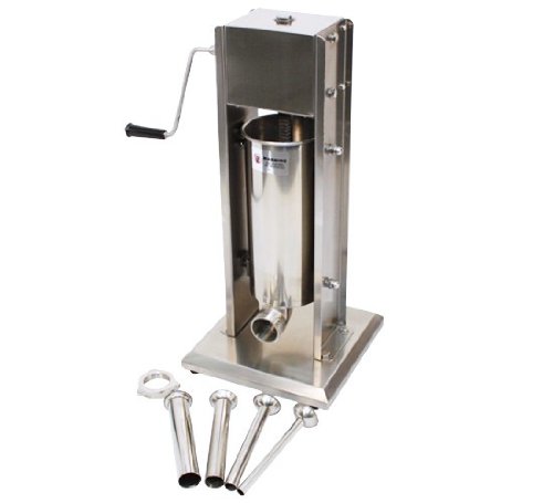 RICOO Wurstfüller RWH-05 Wurstfüllmaschine Wurstmaschine Wurstfüllgerät Handwurstfüller *5Liter Fassungsvermögen + 2-Gang Getriebe + inkl 4 Füllrohre + Material V2A Edelstahl + inkl 2 Ersatzdichtungen - 6