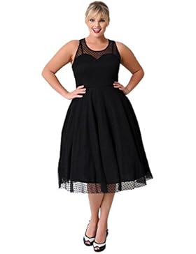 Oriention Damen Rockabilly Kleid, Sexy Ärmellos 50er jahre Plus Size Größe Knielanges AbendKleid Cocktailkleid...