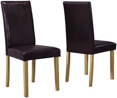 New Haven Pair of Modern Brown Faux Leather Dining Chairs