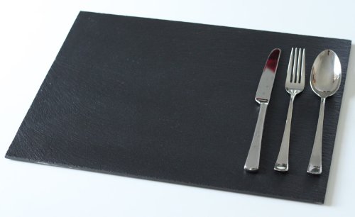 4St Tischset 40×30 Untersetzer Schieferplatten geschnittene Kante Versiegelung - 3