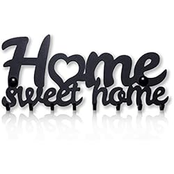 Porte-Clés Mural Home Sweet Home Décoratif (Support à 8 Crochets), Patère en Métal pour Porte d'Entrée, Cuisine ou Garage | Rangement pour Clés de Maison, Travail, Voiture, Véhicules | Décor Vintage