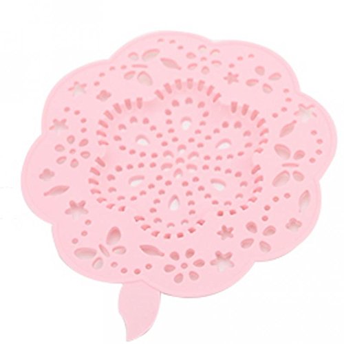 Generic Silikon Siebkörbchen Abflusssiebe Sink Sieb Haar Filter für Waschbecken Küche Badezimmer - Rosa, 12.6cm * 14cm