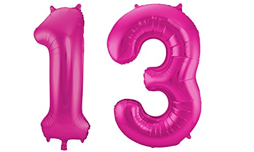 Folat 800990 - Folienballon - Zahl 13 - magenta - ca. 86 cm hoch