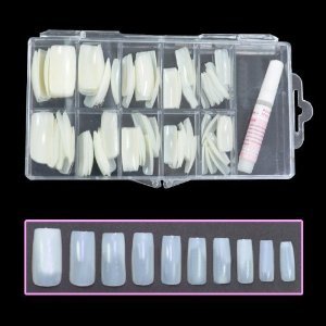 New Professional Natural Nails With Tip Box & Glue , Acrylic Nail Art Tips Design Decoration (Full Nails - 100 pcs) CODE: #462U