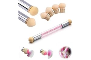NACERLARY Nail Art Rendering-Werkzeuge Doppelter Kopf Ombre Sponge Stick, Nail art Schwamm und Tupfpinsel, Sponge Brush Applikator inkl 4 Ersatzköpfe,Pigmentpinsel
