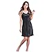 Produktbild Damen Underwear Knielanges Unterkleid Verstellbarer Schultergurt Rock Satin Schwarz L