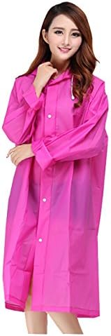 Wiboyeu Women's EVA Thicken Non-disposable Translucent Raincoat Rose Red
