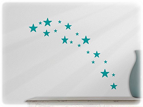 Preisvergleich Produktbild wandfabrik - Wandtattoo - 19 schöne Sterne (St4xs) in türkis