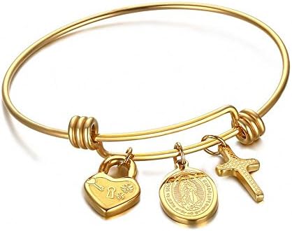 TIZIKJ Religion 18K Dold-Plated Stainless Steel Cross Bracelet Ladies