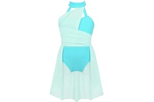 IEFIEL Justaucorps Danse Ballet Latine Enfant Fille Robe Patinage Artistique Danse Lyrique Contemporaine Costume Bal Soirée Spectacle