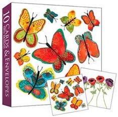 Box of 10 Butterflies and Anemones Blank NoteCards