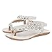 Produktbild Sommer Sandalen,Resplend Frau Böhmen-Blumen-Perlen Flip-Flop Schuhe Gladiator PU Leder Sandalen Modisch Elegant Flache Sandalen Süß Bandage Pom-Pom Sandalen