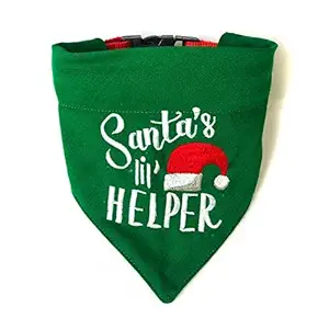 That Dog In Tuxedo Santa's Little Helper Christmas Dog Bandana (Green, XL)