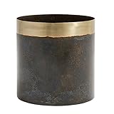 Nordal Macetero grande y elegante, color verde pátina y latón