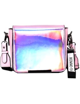 OULII Frauen helle Seite kleine Square Strap Schultertasche Handtasche Umhängetasche (Pink)