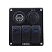 Produktbild Auto Auto Boot Schalter - Kingwo Voltmeter Wasserdicht DC12V 3 Gang Blue Rocker Switch Panel mit DC 12V Voltmeter & Power Ladegerät Sockel für Marine Boat Car RV