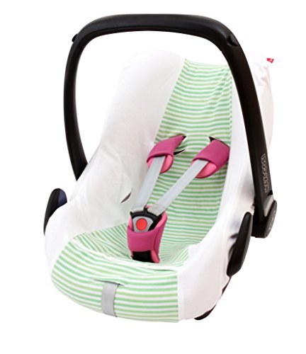 ByBoom® - Universal Sommerbezug, Schonbezug aus 100% Baumwolle mit Streifen für Babyschale, Autositz, z.B. Maxi Cosi CabrioFix, City, Pebble; Designed in Germany, MADE IN EU