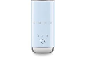 Smeg, Mousseur à Lait Électrique MFF02PBEU, 3 Fonctions Boisson, Fouet Amovible, Revêtement Céramique Antiadhésif, 500 W, Bleu Azur