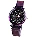 Produktbild ADAHX Ladies Wrist Watch, Fashion Analogue Quartz Watches Magnetic Mesh Band Starry Sky Dial Simulated Diamond Wrist Uhren für Wasserdichte Uhren,Purple