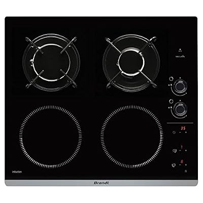 Brandt BPI6413BM - Table de cuisson mixte induction et gaz - 4 plaques de cuisson - Niche - largeur : 56 cm - profondeur : 49 cm - noir