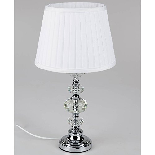 Preisvergleich Produktbild Tischlampe, Leuchte KRISTALL rund H. 52cm silber weiß Keramik Formano