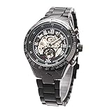 ManChDa Uhren, Herren Automatikuhren Klassische Mechanische Uhr Skeleton Zeitloses Design Mechanische Steam Punk Armband + Geschenkbox (2. Black, JXA251)