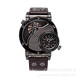 Mechanische Uhren HP9591 Herren Quarzuhr/Persönlichkeit Mode Trend Multifunktions/Seiko Uhr/Multi-Time Zone/großes Zifferblatt/Lederband