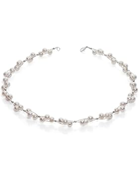 Kette Collier Süßwasser Perlen Zuchtperlen creme weiß Hochzeit Brautschmuck Damen