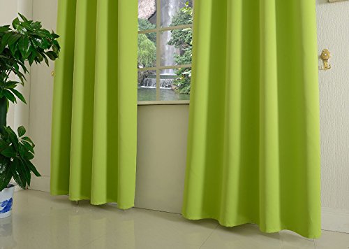 Verdunklungsgardine blickdicht, 2 Stück 245×140 (HxB), Apfelgrün Ösen Thermo Vorhang Gardine Verdunklungsvorhang Blackout, 206000 - 6