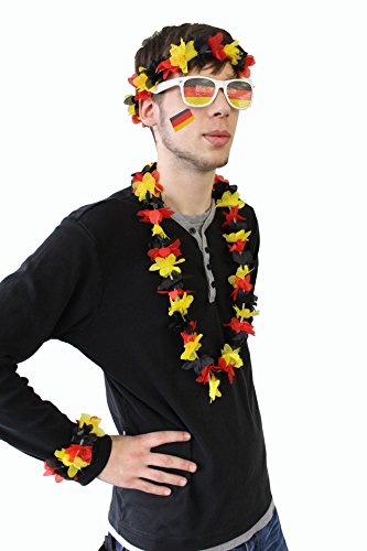 Fußball-Fan Set Deutschland: Schminkstift, Hawaii Set, Party Sonnenbrille, 1er Pack (1 x 6 Stück) - 2